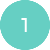 Step 1, Image of a number 1 with a green circle background